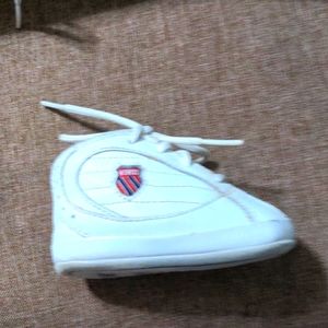 Infant tennis shoes. Good condition, K. Swiss white Patton leather.